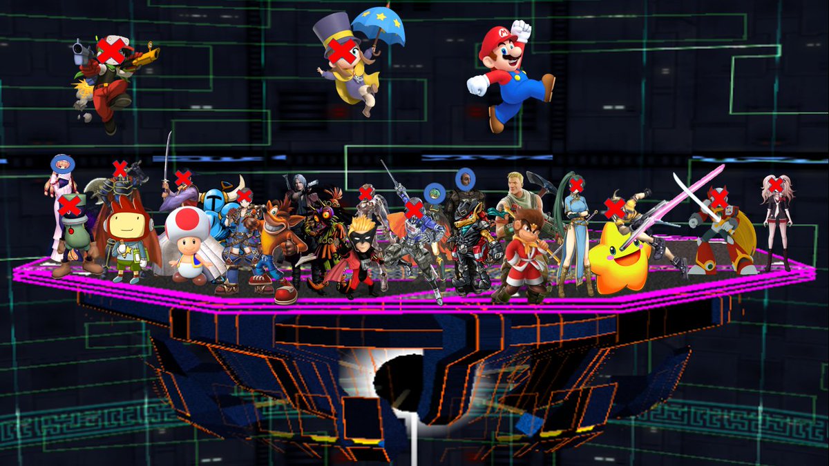 Dogman1199R's tweet photo. So, after going through Twitter, I've made a list of all the For Smash Accounts that have left.
X means that they have left, they are leaving soon, they haven't tweeted in a long time or stopped tweeting Smash stuff.
The blue circle shows people whose names I can't remeber. https://t.co/3d01xYJI71