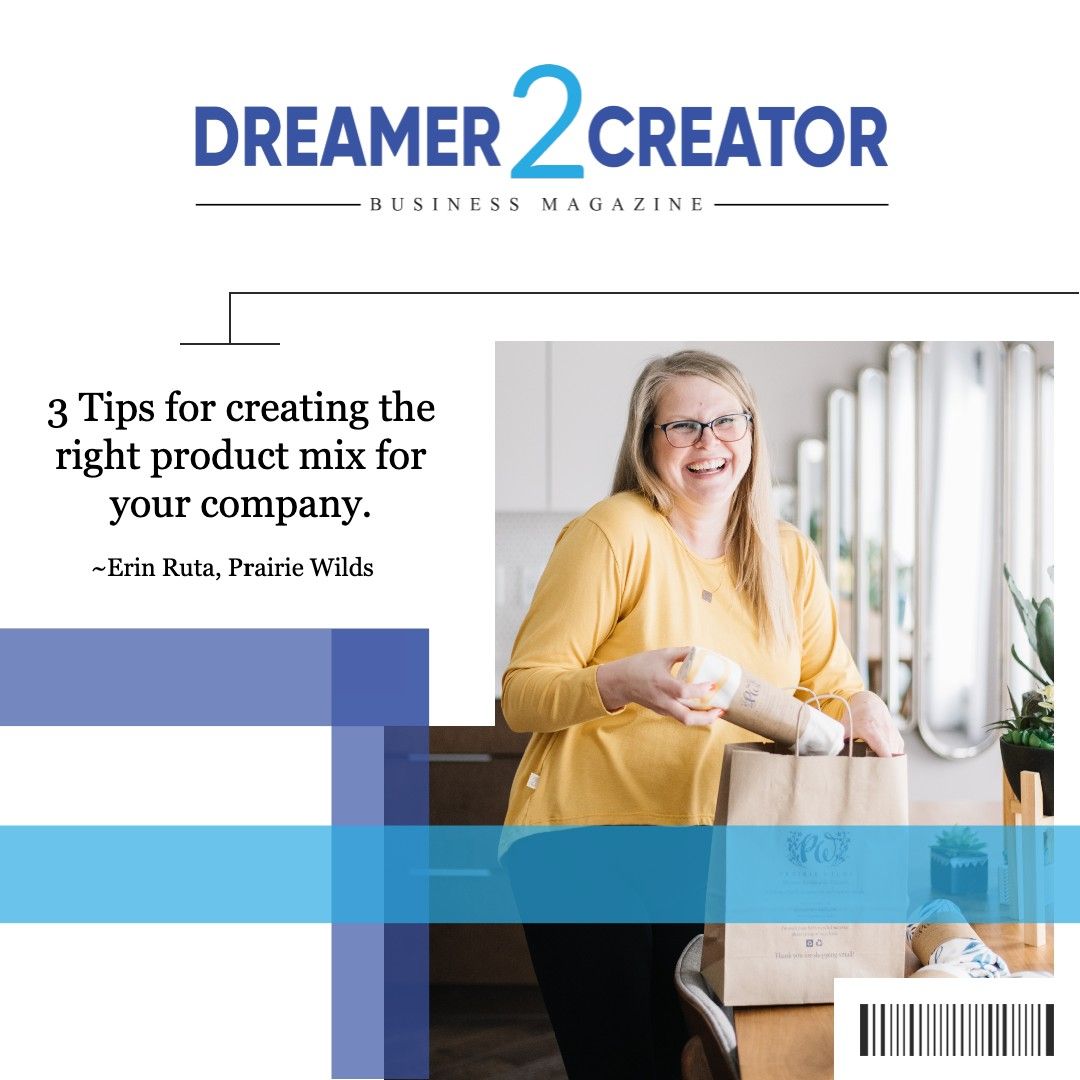 dream2createmag's tweet photo. The right product mix matter in a time of scarcity and increased competition and reduction in the supply chain.
Erin Rutha of @prairiewilds gives you some insights in our May Issue.
#productmix #entrepreneurmagazine #yycentrepreneur #canadianentrepreneur #businessquotes https://t.co/igyI107auu