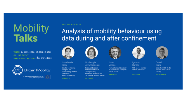 Don't miss the first edition of our 'MOBILITY TALKS' on 14 May! Join the debate and ask questions to #experts on the analysis of mobility behaviour using #data during and after #confinement of #COVID19. Register here: crowdcast.io/e/analysis-of-… #solutions #Participate <a href="/EITeu/">European Institute of Innovation & Technology</a>