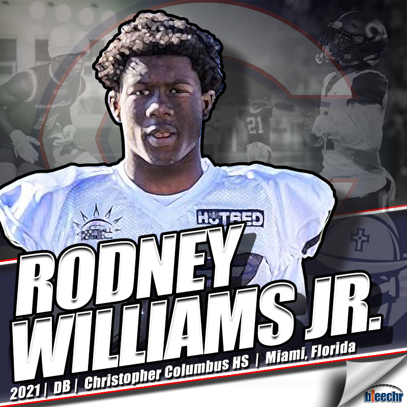 bleechr's tweet photo. Introducing...
Rodney Williams, Jr.
@__kiingg5

2021 / DB
5’10”, 175lbs, 3.4 GPA
@ColumbusFtball 
 (Miami, FL)

https://t.co/iufNxaixH0

#TargetedFootballExposure @larryblustein @D_Jackson31 @CCNNLive @FootballHotbed #Adelante @MiamiImmortals https://t.co/v0wgNV86Wa