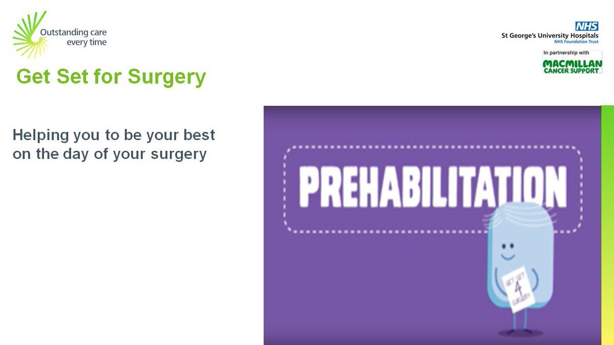 MacmillanSTG's tweet photo. With #GetSet4Surgery classes on hold, the team has made new videos https://t.co/N9CLNUIphp to help you prepare ahead of your #surgery at @StGeorgesTrust For more info https://t.co/QfCt4pTVRR #Prehabilitation #CancerSupport #EveryLittleChangeMatters https://t.co/fOn4DXcQJ0