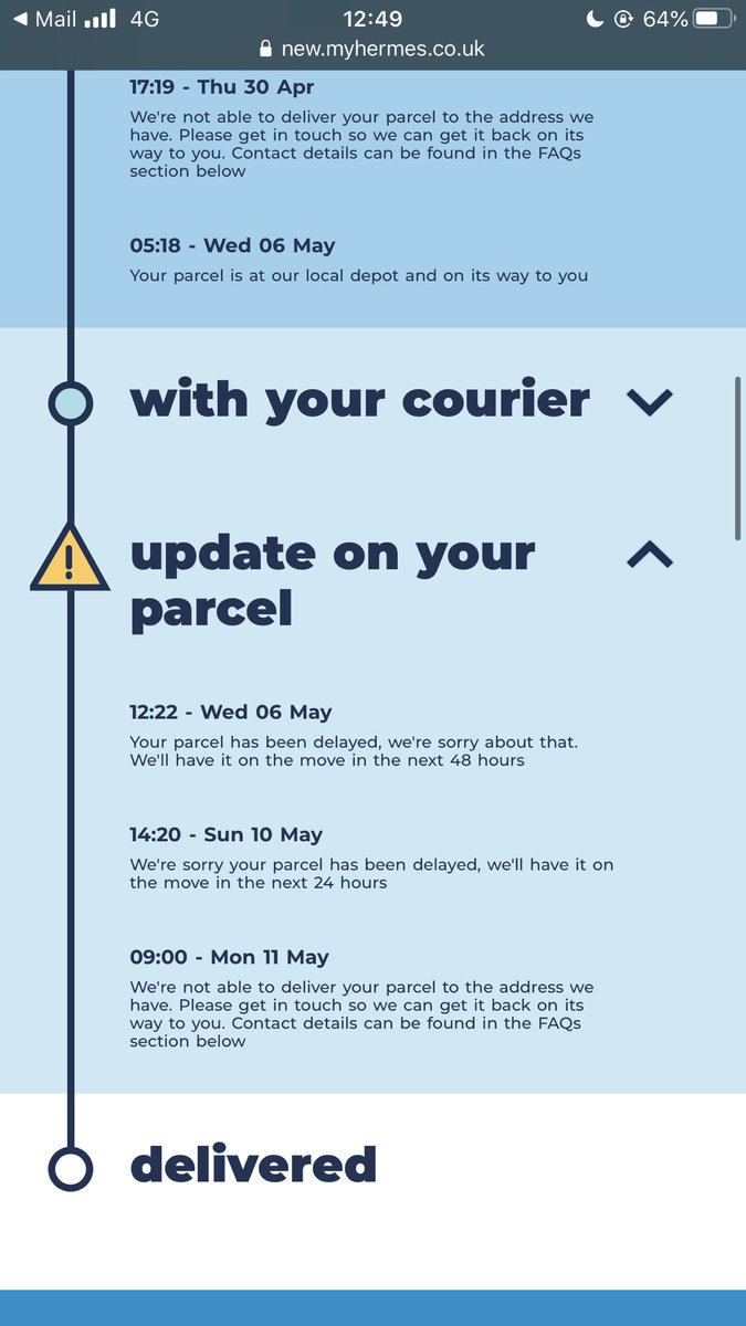 Ch4lky's tweet photo. you’ve actually got to me kidding me @Hermesparcels chuck it on the bloody doorstop for all i care just deliver it pls!!! https://t.co/lTwrOEoxVO
