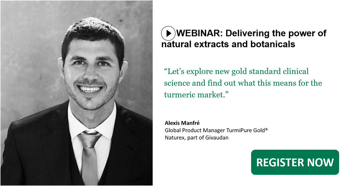 naturexgroup's tweet photo. Don’t miss #VitafoodsDigitalWeek's webinar, where Alexis will tell you all about TurmiPure Gold® – our breakthrough turmeric ingredient. We'll be live this Thursday, 14th of May at 15:00 CET. Register here: https://t.co/7JzeEBhwYu #FromNatureToYou #TurmiPureGold #TurmericExtract https://t.co/xnyctieI3g