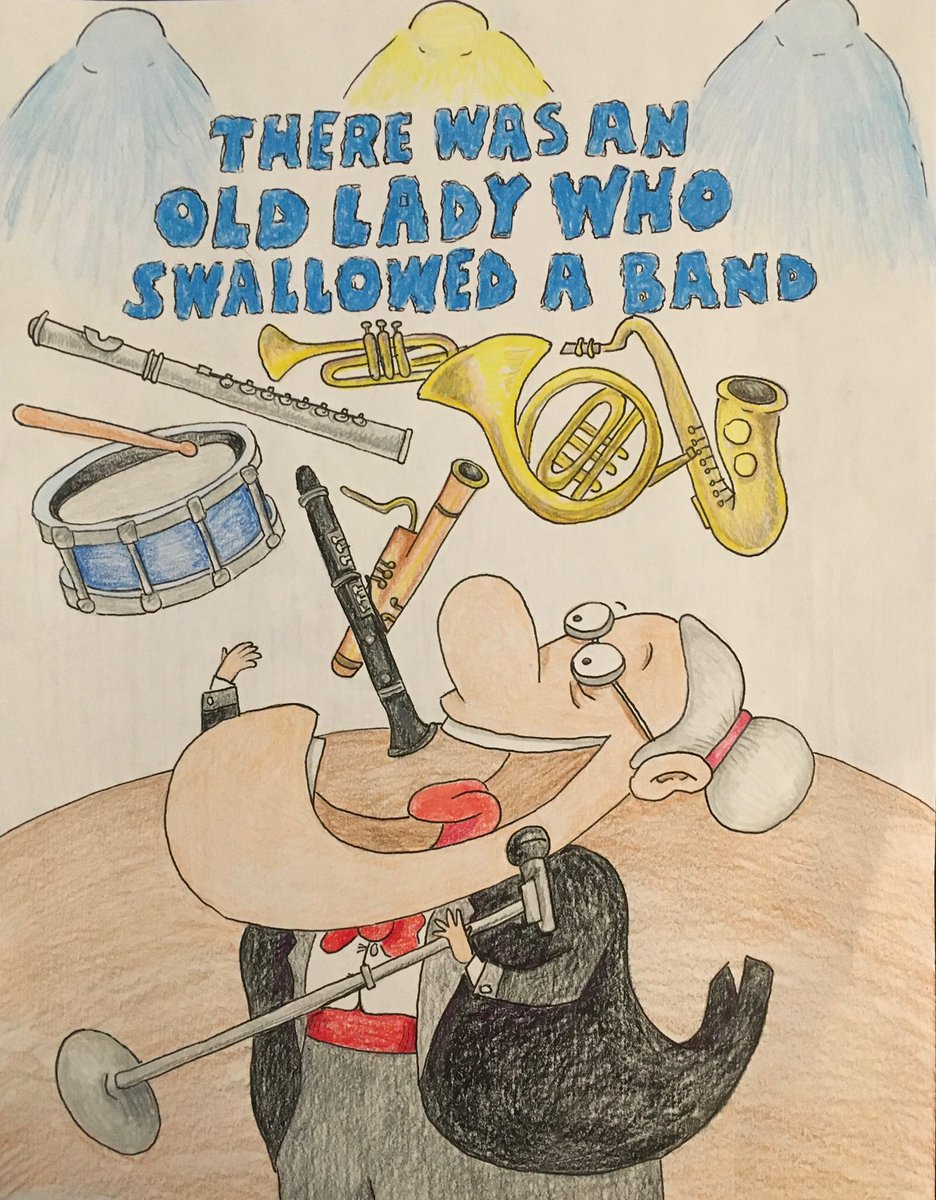 Head on over to schoology to continue composing! Look at this awesome illustration that Ms. Pirwitz drew to go with the 2nd graders own version of “The Old Lady Who Swallowed a Fly.” Can’t wait to hear your own creative lyrics!