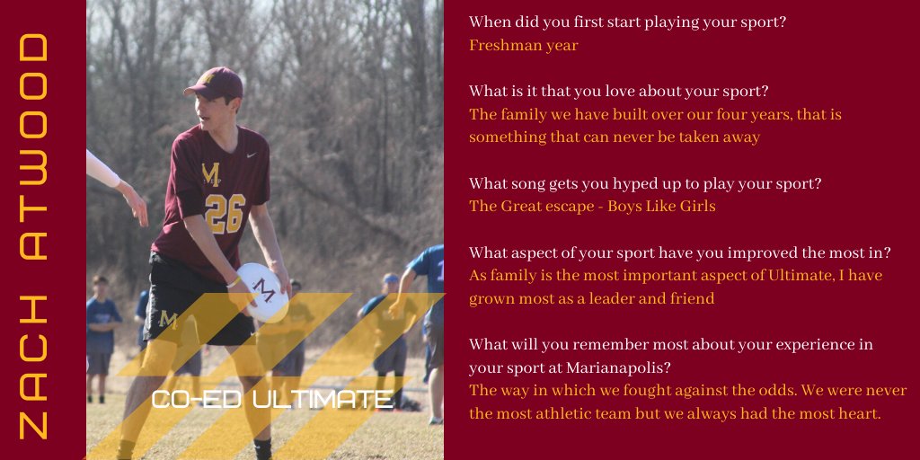 m_prep's tweet image. Our first Spring Senior Athlete to be recognized today is Co-Ed Ultimate Captain Zachary Atwood marianapolis.org/athletics #GoKnights