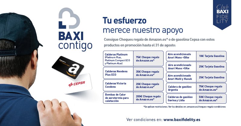 ¡Si eres #instalador esto te interesa! En BAXI estamos haciendo todo lo posible para ayudarte en tu actividad en los próximos meses. Recompensaremos tu esfuerzo con iniciativas que abarcan una amplia gama de productos. Más información aquí 👉 baxi.es/area-profesion… #BAXIContigo