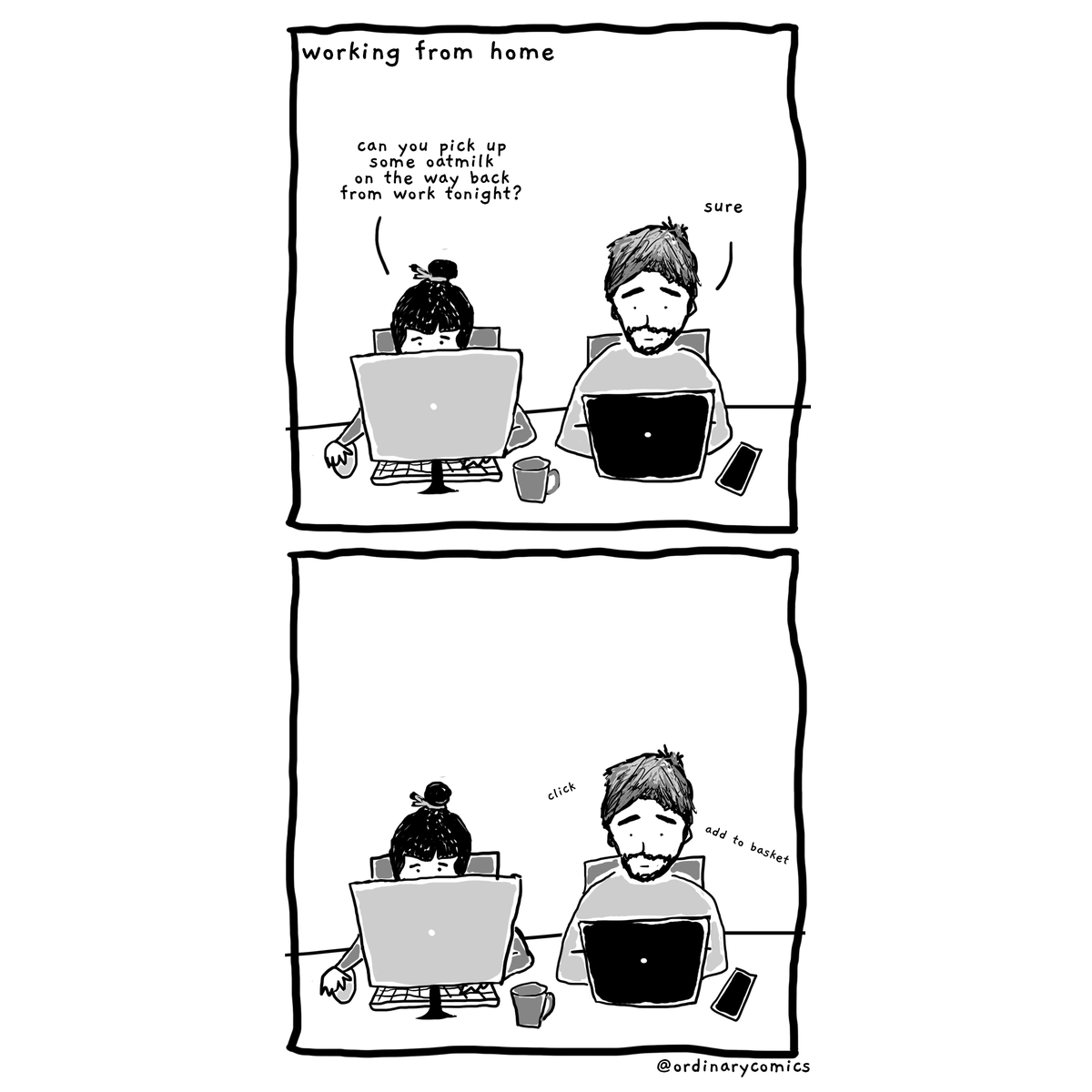 ComicsOrdinary's tweet photo. Working from home. #webcomic #quarantine https://t.co/KTOnC9BdAF