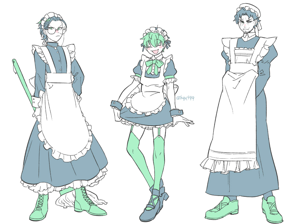 crossdressing maid multiple boys maid headdress apron maid apron enmaided  illustration images