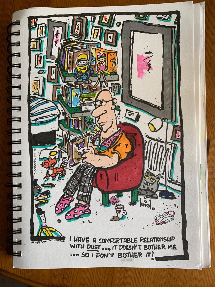 planetblissclub's tweet photo. I have a comfortable relationship with dust ... it doesn’t bother me, so I don’t bother it! #art #streetart #cartoon #life #lockdown #mindfulness #notmindful https://t.co/AR3GOUKW6l