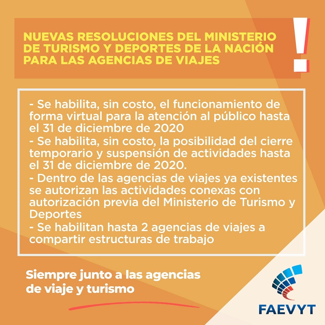 Seguimos trabajando por las agencias de viajes, alcanzado respuestas que son necesarias para nuestro sector. Después de plantear ante el <a href="/TurDepAR/">Ministerio de Turismo y Deportes</a> y trabajar en conjunto las opciones avanzamos con una serie de iniciativas que buscan aliviar la crisis provocada por el #Covid_19.