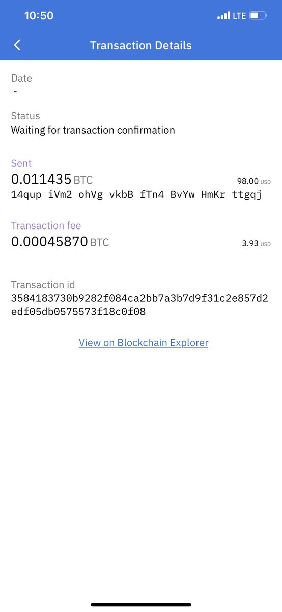 AchuoKarl's tweet photo. I just sent 98$ worth of #Bitcoin at a fee ~ 4$. This is in sane. I can now firmly confirm #DigiByte is well positioned to be a global cryptocurrency because of its #microfees, #Speed, #Security #decentralization, etc... than #Bitcoin. This is not just some hype but reality. https://t.co/o9csPVhjIi