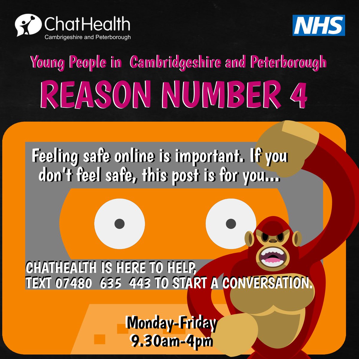 CambsPboroCYP's tweet photo. It can be hard for teenagers to ask for advice & support. #ChatHealth offers confidential support/advice for teens in #Cambs & #Pboro. Share this number 07480 635 443 and encourage them to reach out for help. #ChatHealthCambsPboro #ChatHealthIsHereToHelp #13reasonswhy #Reason4 https://t.co/LdTRBmxJxG