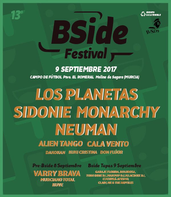 B_SideFestival's tweet photo. XIII #BSIDEFESTIVAL 🅱️
El 9/11 de 2017 fue Un buen día🤗 @LosPlanetasGr @sidonie_ @monarchysound @NEUMANmusic @alientangoband @CalaVento @Donfluor pusieron el ritmo💃🏽Un #PreBSide muy #murciano @varrybrava @MurcianoTotal y @KUVEMUSIC 🍋Y un exquisito #BSideTapas 🍻
#BSideRemember https://t.co/VzriNPhU7A