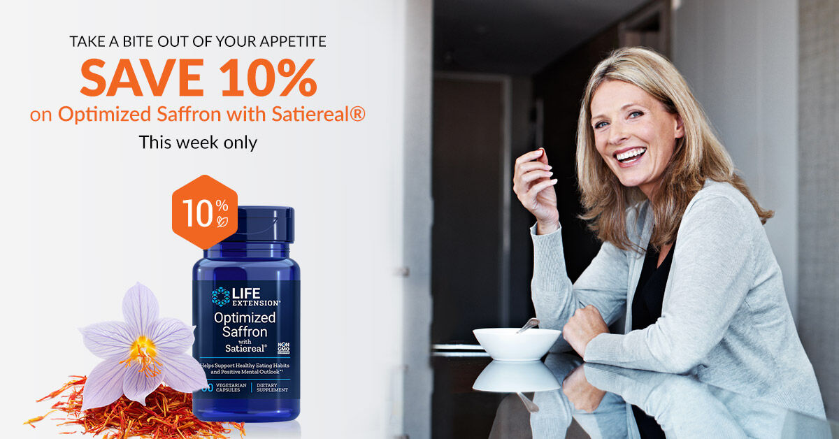 LifeExtensionEU's tweet image. Take a bite out of your appetite.
People that often snack between meals and are having difficulties in exercising portion control are looking for the healthy support of your body.
This week only: Save 10% on Optimised Saffron with Satiereal®

bit.ly/3coV9SS