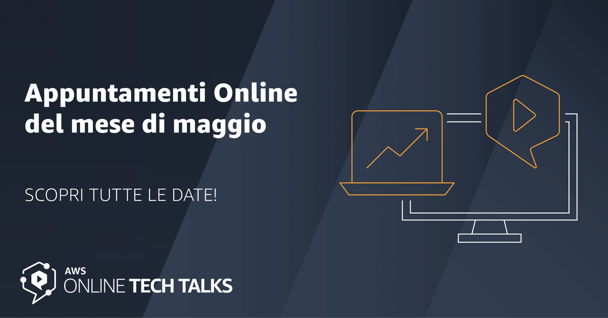 frankmarelli's tweet photo. Amazon Web Services (AWS) ha organizzato una serie di appuntamenti online gratuiti in Italiano nel mese di maggio, che coprono una vasta gamma di argomenti a diversi livelli di competenza. https://t.co/hcw2yhsXZh https://t.co/1MHchp7o4J