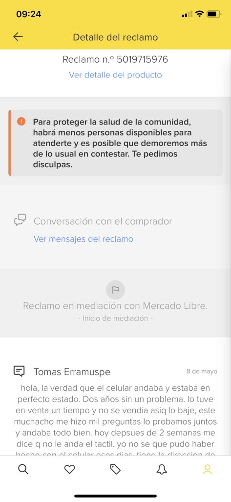 tomierra's tweet photo. @ML_Ayuda quiero una respuesta para el siguiente número de reclamo. Después de 20 días me van a devolver un celular que no anda y pierdo la plata? https://t.co/rX8tT3U2j6