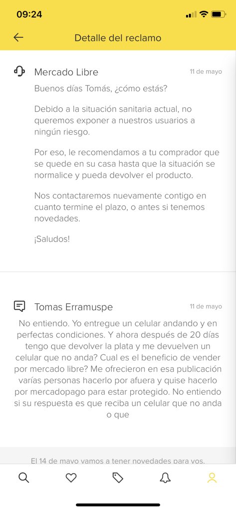 tomierra's tweet photo. @ML_Ayuda quiero una respuesta para el siguiente número de reclamo. Después de 20 días me van a devolver un celular que no anda y pierdo la plata? https://t.co/rX8tT3U2j6