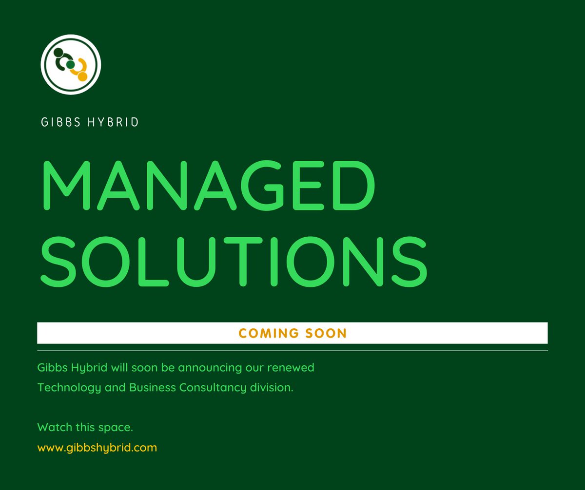 GibbsHybrid's tweet photo. COMING SOON:
Gibbs Hybrid #ManagedSolutions - renewed.
We will soon be announcing our renewed Technology & Business Consultancy division - keep a look out!
https://t.co/KKaQOC0Tpr
#GibbsHybrid #Technology #Business #ProjectConsultancy #IT #ITProgrammes #ITSolutions #Consultancy https://t.co/D1KHI7n2KG