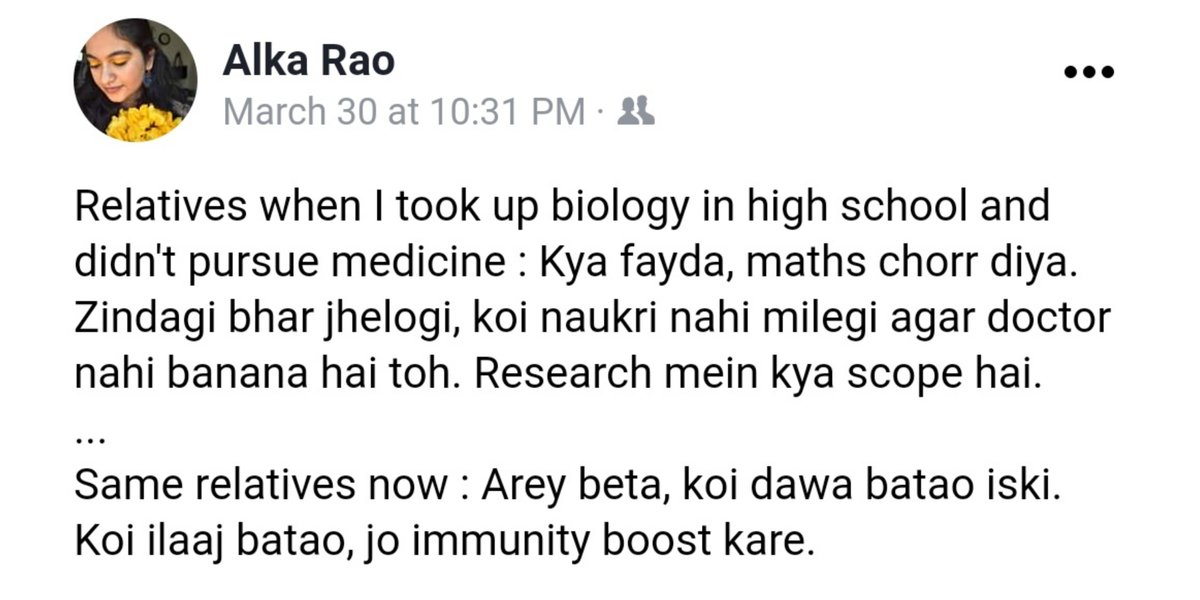 alka1aug's tweet photo. Hopefully, we will understand the value and the 'scope' of research in our society. Also, the importance of an accessible public health infrastructure and insurance.
#COVID19
#weneedscience
#ScienceMatters https://t.co/ZFZA7orX3b