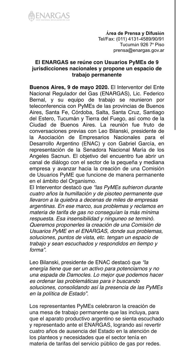 IPAPYMES's tweet photo. El ENARGAS se reúne con Usuarios PyMEs de 9 jurisdicciones nacionales y propone un espacio de trabajo permanente 👇🏼

#IPAPYMES https://t.co/kr0WKWEJaa