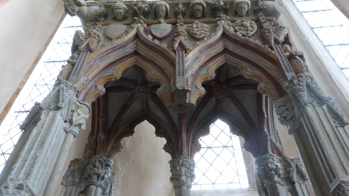 this is taking forever so why not enjoy the c.1300 shrine base of St Eadburg that was taken from Bicester Priory at its dissolution in 1536 by Sir James Harcourt to his parish of Stanton Harcourt to serve as the canopy over the Easter Sepulchre. For like, a bit over ten years.