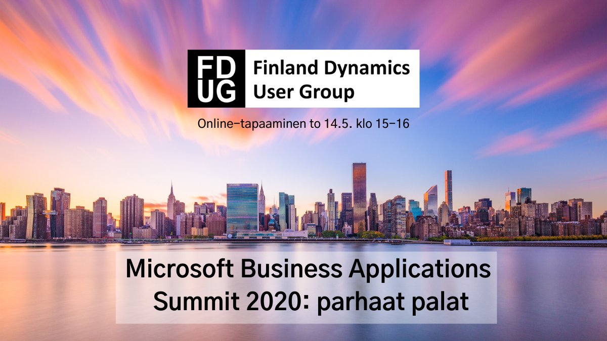 Forward4ever's tweet photo. Torstaina Finland Dynamics User Groupissa kertomassa MBAS-tapahtuman parhaita paloja mm. @jukkan & @anttipajunen, tule mukaan #FDUG online-tapaamiseen: https://t.co/wSH29Spwmt #MSDyn365 🇫🇮 https://t.co/vwUq2BNPFU