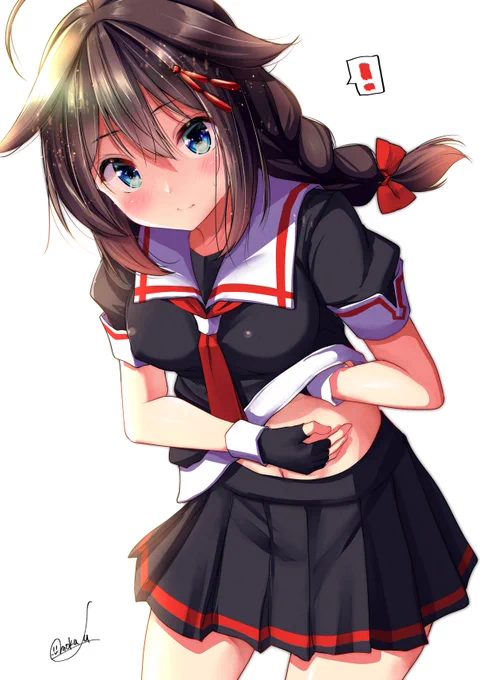 夏に向けてお腹周りが気になる時雨ちゃん 