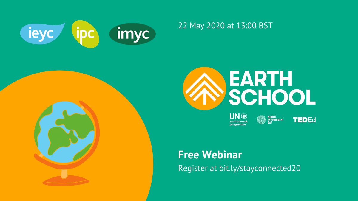 The_IMYC's tweet photo. Want to be part of the Climate Movement, but don’t know where to start? Join our free webinar about #EarthSchool.
Register at: https://t.co/mlhhDpKI6c #FieldworkEducation #Webinars #International #Schools #Stayconnected20 #EarthSchool #TEDed #UNEP #Environment #Climate #Nature https://t.co/tTw8RJBy3g