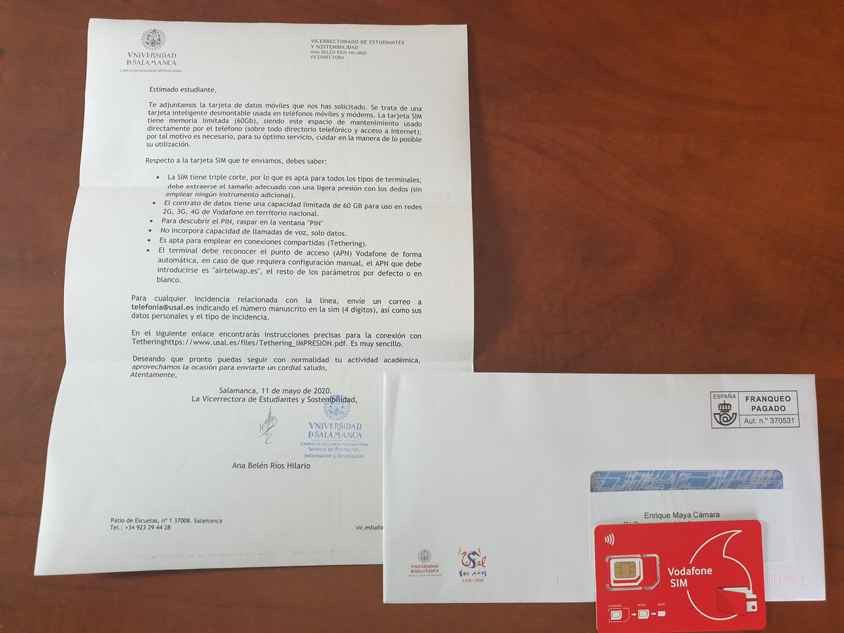 Kikemayacamara's tweet photo. Gracias @usal por facilitarnos la realización de examenes online ofreciendonos tarjetas de datos. #UsalContigo https://t.co/dg3WYUXPgH