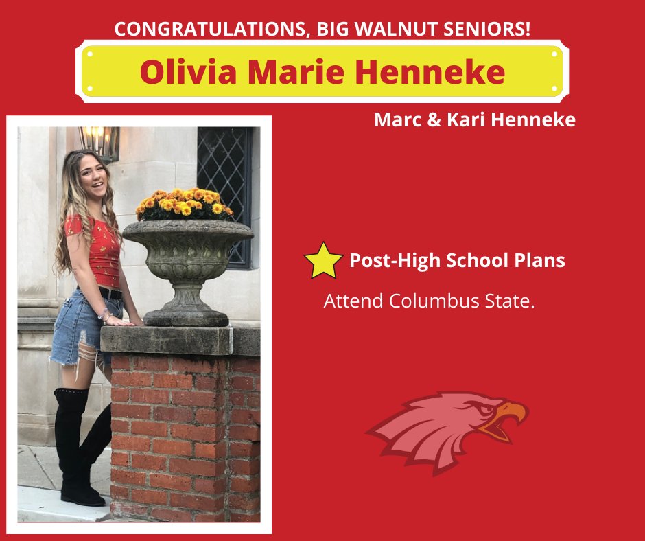BWLSD's tweet photo. Let’s continue to celebrate our Big Walnut seniors! 🎉 Send today’s featured seniors “Congratulations!!” Way to go, EAGLES! 🦅 You did it! #InspireAndGuide #BWClassof2020 https://t.co/tOpXBbl3nV