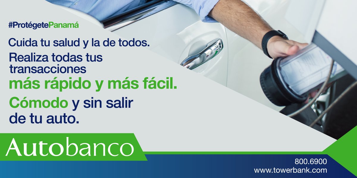 towerbankintl's tweet photo. Te invitamos a que realices todas tus transacciones de forma rápida, simple y segura  desde nuestros #Autobancos, para que así, cuides tu salud y la de tu familia.
Para mayor información comunícate a la #LíneaTower 800-6900.¡Así de Simple! #LaBancaSimple  #ProtégetePanamá https://t.co/65BycBnP9a