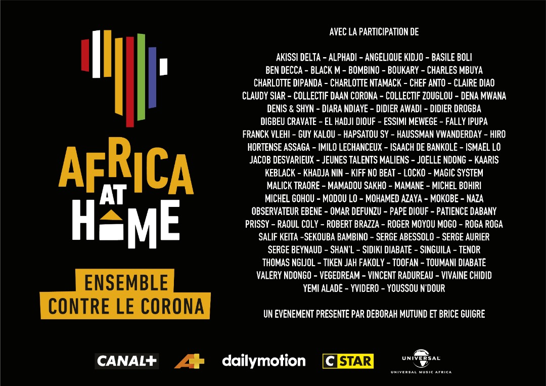 BonasFotio's tweet photo. Ce samedi 16 Mai 20h30, suivez sur Canal + le show #AfricaAtHome avec Ben Decca @lockofficial @TENOR_officiel @ThomasNgijol @charlotte_dpa @valeryndongo @hortenseassaga @CharlotteNtam1 et 30+ autres artistes et personnalités du continent, engagés contre le #covid19 🔥
#cplusHD https://t.co/OJiyGPwqyd