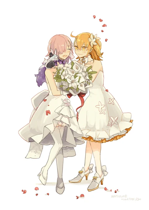 最近清書していたやつのログです。ぐだ子×マシュ+ぐだお×キャスギル | 水月 https://t.co/SVSbYiVYTy
あとこれは表紙に使ったやつと清書したけどツイッターに上げてなかったぐだ♀マシュです 