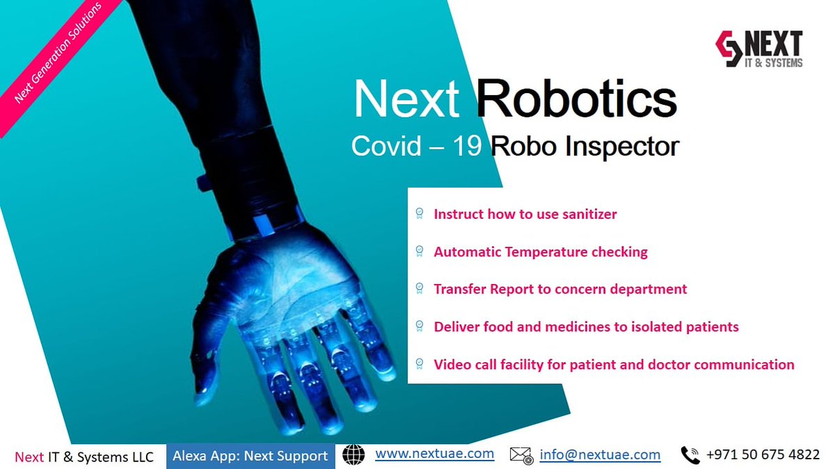 nextuae's tweet photo. We deliver innovative and unique covid Inspector solutions.. #covid19 #robot #pandemichelper #roboinspector https://t.co/JoEnh3CA0S