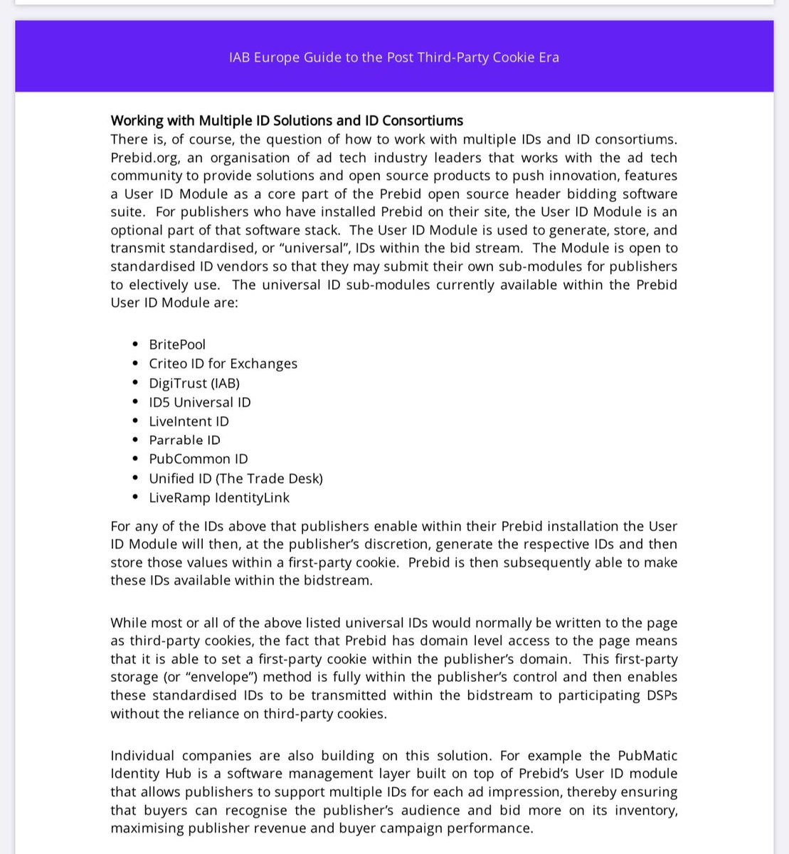 Gu881n5's tweet image. Highly recommend checking out the latest @IABEurope guide to life post the 3rd party cookie, they get into the weeds of where we are currently at &amp;amp; the solutions in play being supported by @prebidjs 

Full report iabeurope.eu/knowledge-hub/… 

#ProjectRearc #DeviceGraph #AdTech #MAID