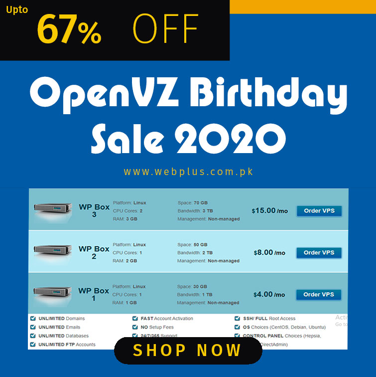 WebPlusPakistan's tweet image. 🎁 OpenVZ Birthday Sale 2020 🎁

Up to 67% OFF on All OpenVZ Servers

- NO Setup Fees
- WEEKLY Off-site Backups
- SSH/ FULL Root Access
- OS Choices (CentOS, Debian, Ubuntu)
#openvzvpsservers #webpluspakistan #webhostingpakistan
webplus.com.pk/openvz-vps/