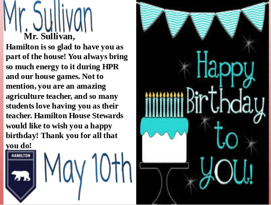 TNHSBears's tweet photo. Happy birthday from this weekend to Mr. Sullivan!! #HappyBirthday #GoBears https://t.co/Ze5JZQHxMg