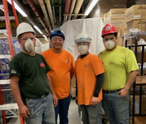 UALocal1's tweet photo. Local 1 members on day and night shifts for Pace Plumbing show off their precision work at NYC Health + Hospitals North Central Bronx. #unionproud #plumbers #nyc #essential #bronx #plumbandlevel @NYSPipeTrades @UAPipeTrades https://t.co/1lzII4bd9n