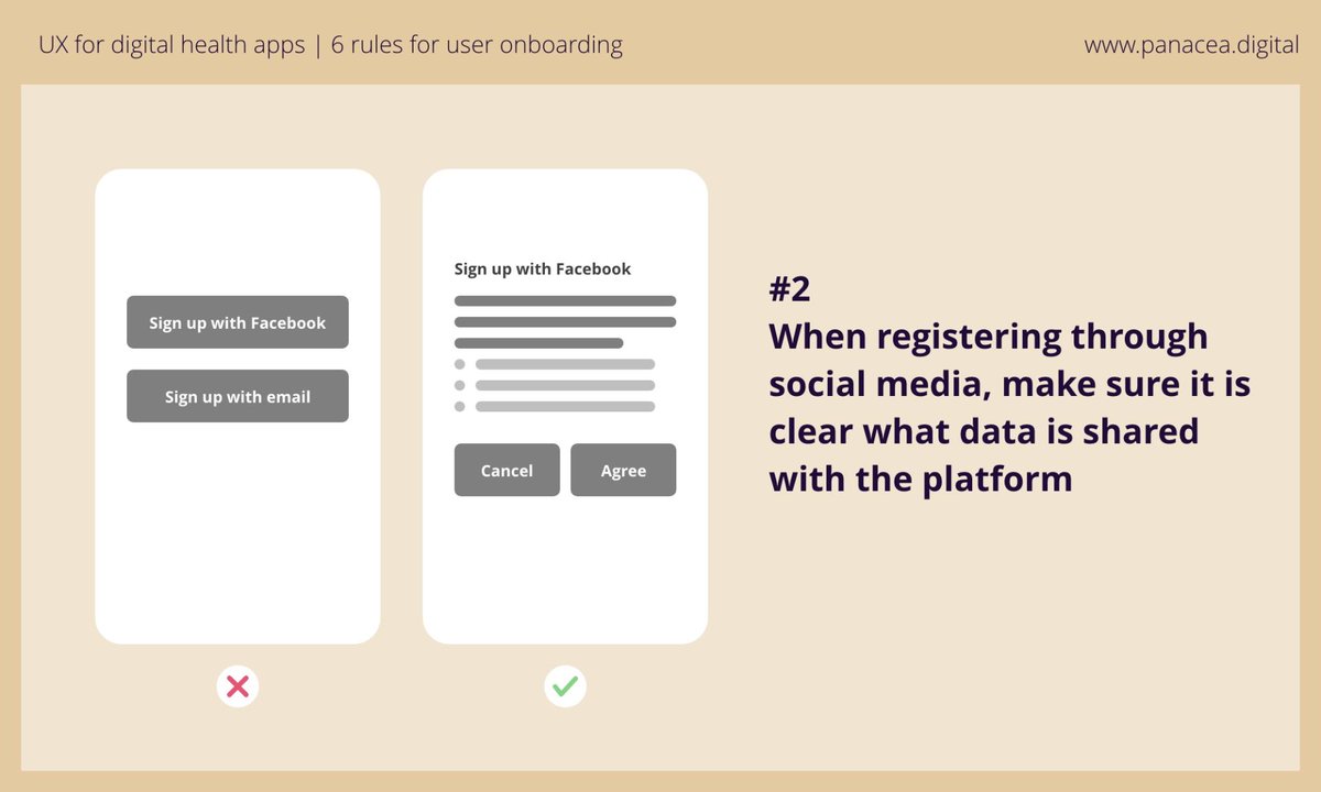 User testing of 20 health and wellbeing apps reveals UX design patterns for onboarding flow that earns users' trust 👉 bit.ly/2vt6eBO

#digitalhealth #mhealth #healthtech #healthcareux