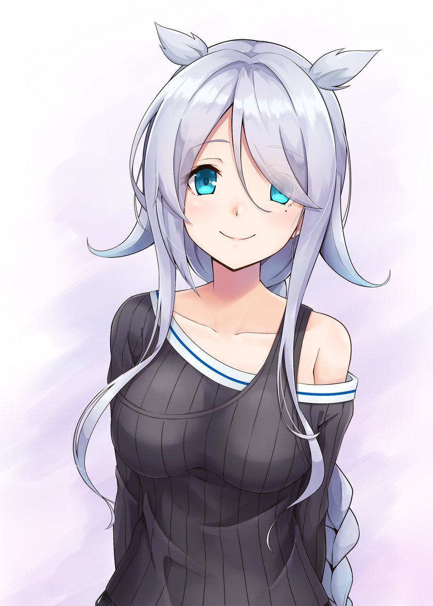 umikaze (kancolle) 1girl solo long hair braid mole mole under eye blue eyes  illustration images