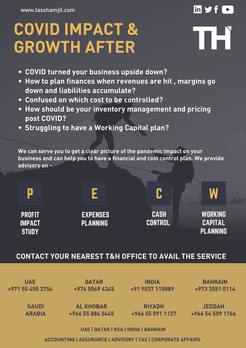 tasshamjit's tweet photo. Worried about your business during and post Covid? We can partner with you to help you understand the impact, how to respond to it financially, plan your working capital, cash and costs. 
Contact your nearest T&amp;H office.

#covid19 #tasshamjit #costs #profits #workingcapital https://t.co/4GxUtfc8XU