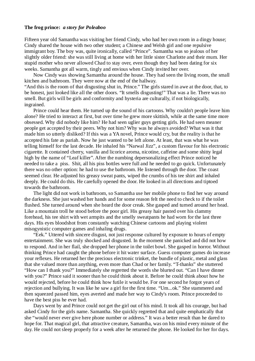 WreckedGreg's tweet photo. I once wrote a story inspired by #Poleaboo.( from Int? #R9K?)
Hope he is doing ok. #Amwriting #amreading
#incel #tfwnogf #writerslife https://t.co/l6mxvHcOBu
