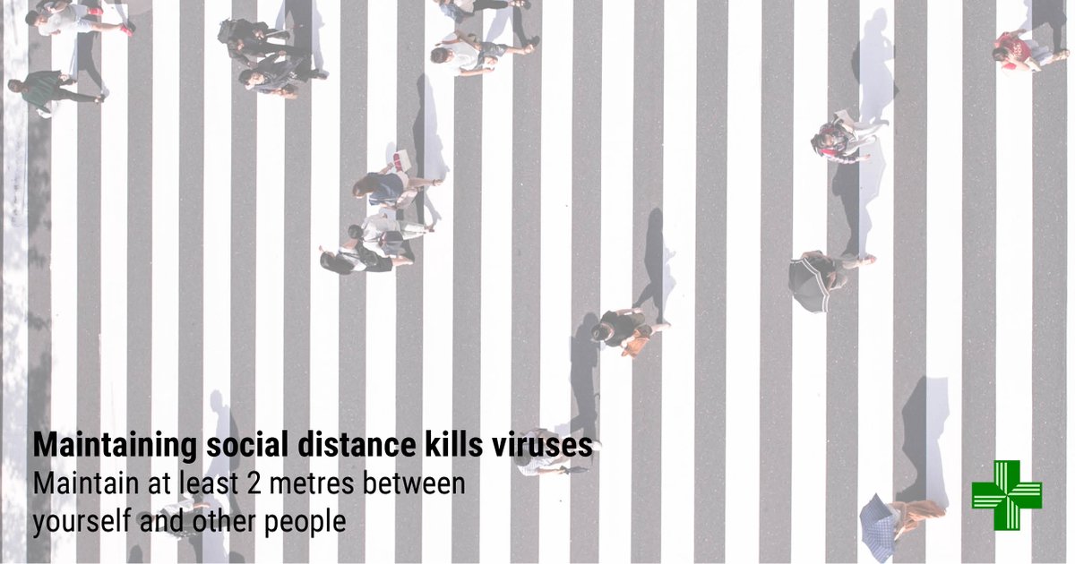 It's still incredibly important that we maintain the #socialdistancing measures. This has not changed. The 'at least' part of the guidance is just as important to remember as the '2 metres'. The greater the distance, the less chance of the virus spreading between people.