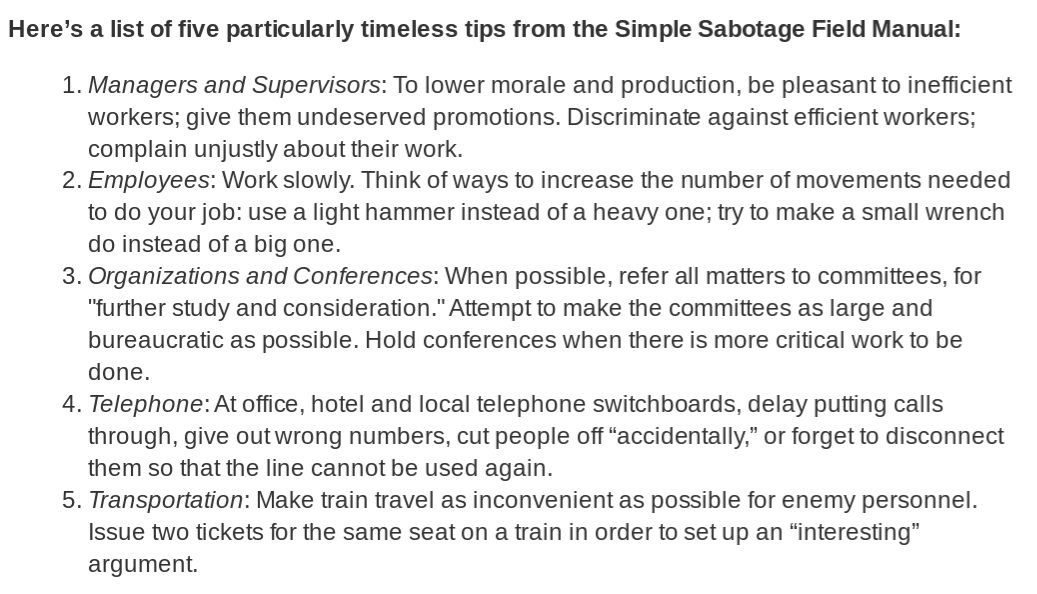 ComplexWales's tweet photo. I think the Boris Brigade are trying to tackle #COVID19 by working their way through this CIA manual.
#SimpleSabotage
https://t.co/5z5ULUM8Jw https://t.co/yyJ2gwg8uO