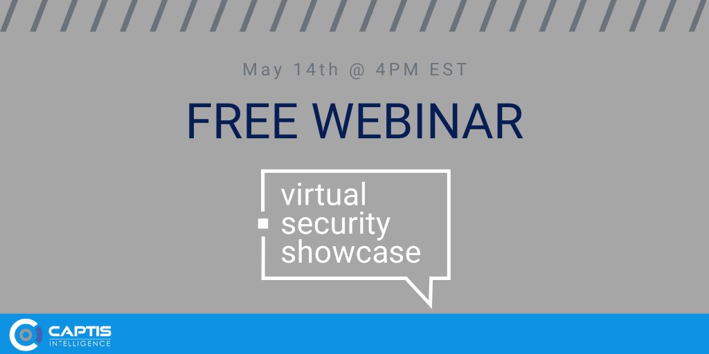 Captisintel's tweet photo. Free webinar! On May 14 at 4PM EST our own Kirk Brown will host a session at the #VirtualSecurityShowcase highlighting our suspect identification system. Register for this and other great sessions here: #VirtualShowcase #SecurityShowcase #VSS2020

https://t.co/iQ7beETGKr https://t.co/CVzM1y8nrg