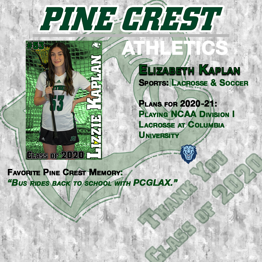 GoPineCrest's tweet photo. Thank you Elizabeth Kaplan for your career contribution to Pine Crest Athletics #PC2020 #PCGLax #PCGSoccer https://t.co/OyUWwnbA0S