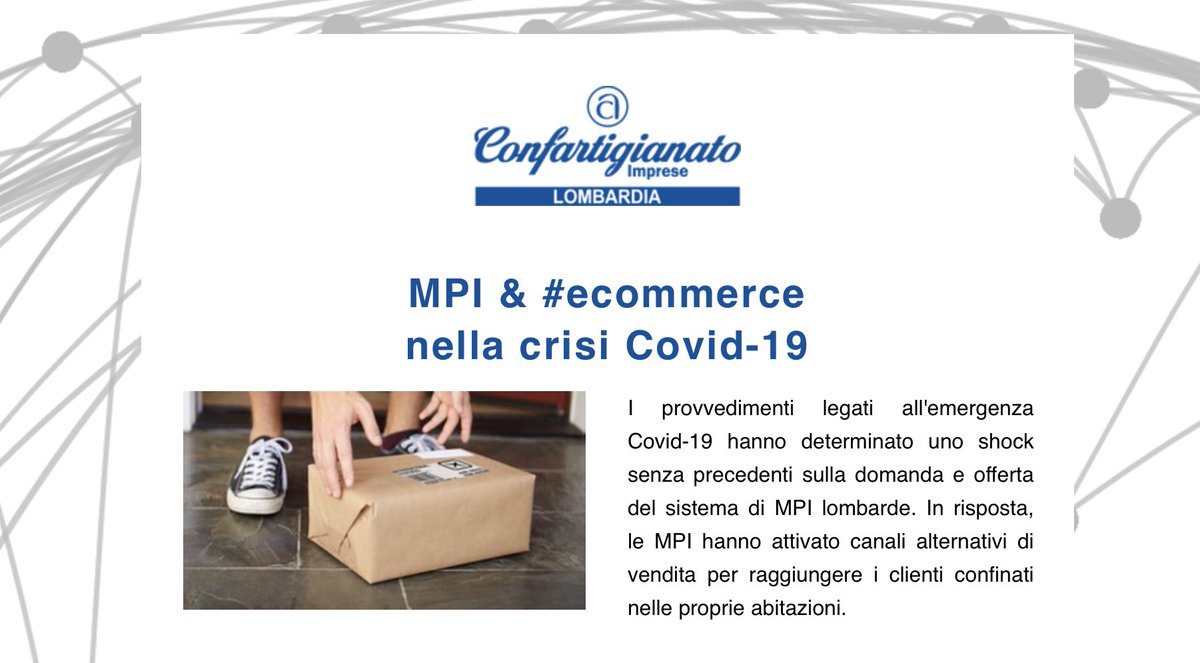 ConfartigLomb's tweet photo. Le #MPI nell’emergenza #COVID19 hanno accelerato la spinta verso l’#ecommerce: +12% il tasso di attivazione. Scopri di più nella nostra ultima #newsletter https://t.co/l2itv1bgYU https://t.co/InfBVyGw2y