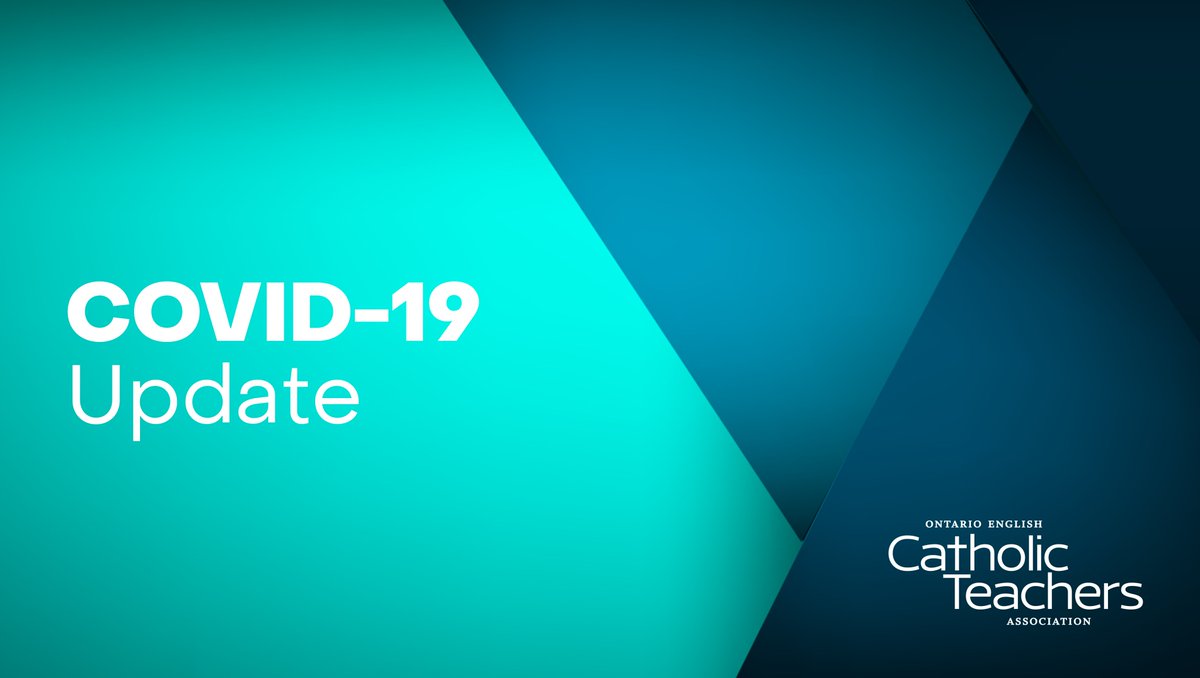 Members, a new #COVID19-related update was sent out over the weekend. If you missed it, please check your personal email or log in to the Members' Area at catholicteachers.ca. #OECTA #CatholicTeachers