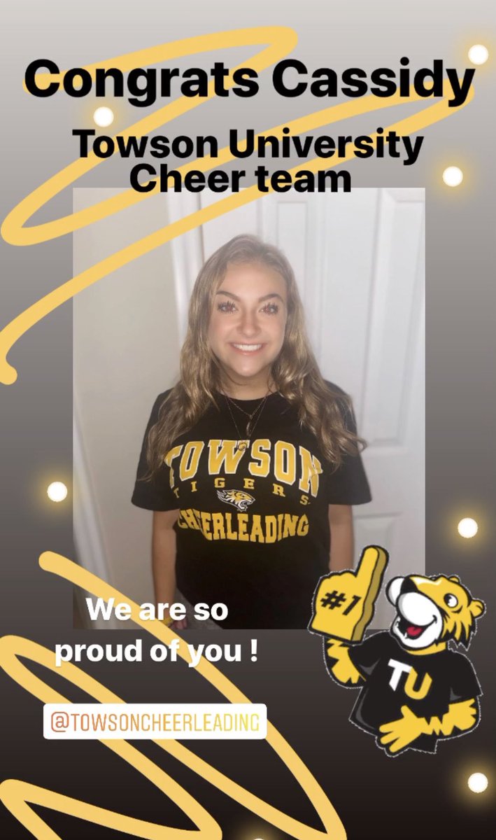 So proud of you <a href="/casslapierre/">cassidy lapierre</a> !!! Can’t wait to see you in Johnny Unitas Stadium and back on that mat 💜🖤💛 #LetsGoTigers #TowsonUniversity <a href="/_TowsonCheer/">Towson Cheerleading</a>