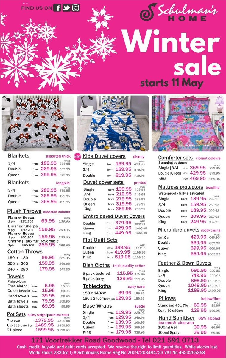 SchulmansHome's tweet photo. #wintersale #Lockdownlevel4 #capeline https://t.co/17dFCRmPu4
